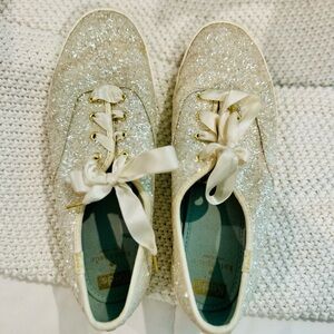 Kate Spade x KEDS Glitter Sneakers - Gold and Cream